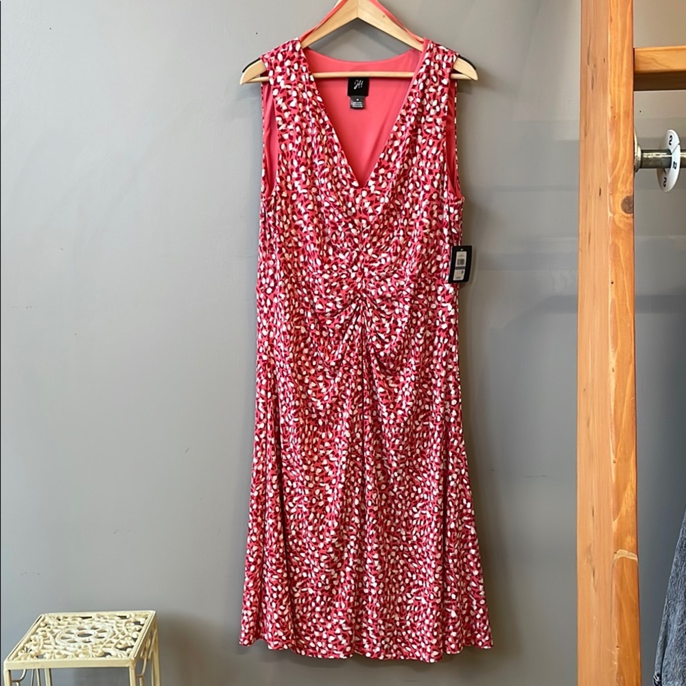 NWT Jessica Howard Pink Red Midi Dress, 18